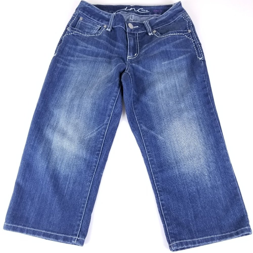 INC DENIM Curvy Fit Stretch Capri Jeans